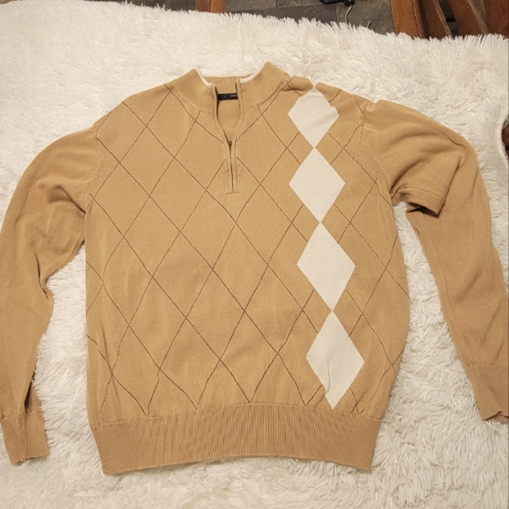 Greg Norman 1/4‎ Zip Golf Sweater, Argyle, Men’s Size M Electric Grandpa